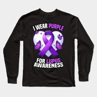 I Wear Purple For Lupus Awareness Buturflies Long Sleeve T-Shirt